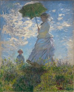 Walking, woman holding a parasol